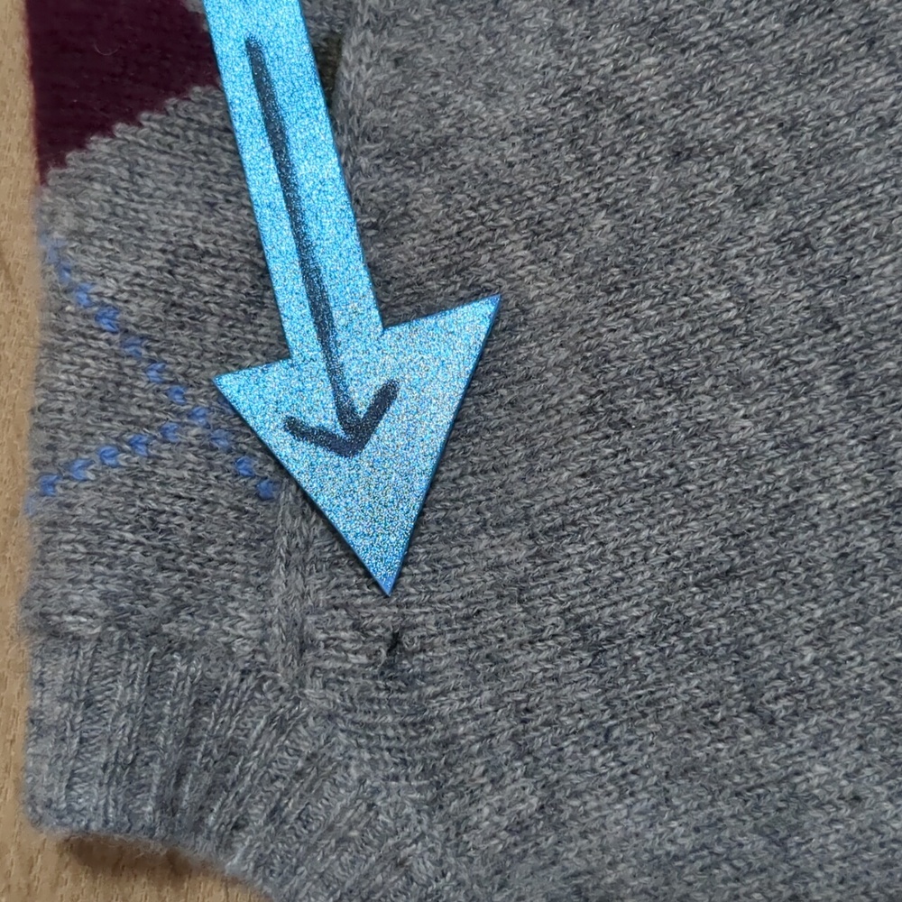 Marconi 100% 2 Ply Cashmere Argyle Cardigan Sweater Grey Size L - Picture 7 of 9